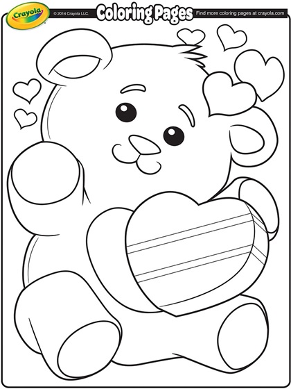 Valentine Teddy Bear Coloring Page Crayola Valentines Day Free Pages