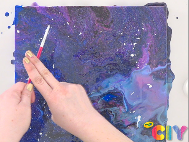 violet galaxy Acrylic Pour Painting on Canvas