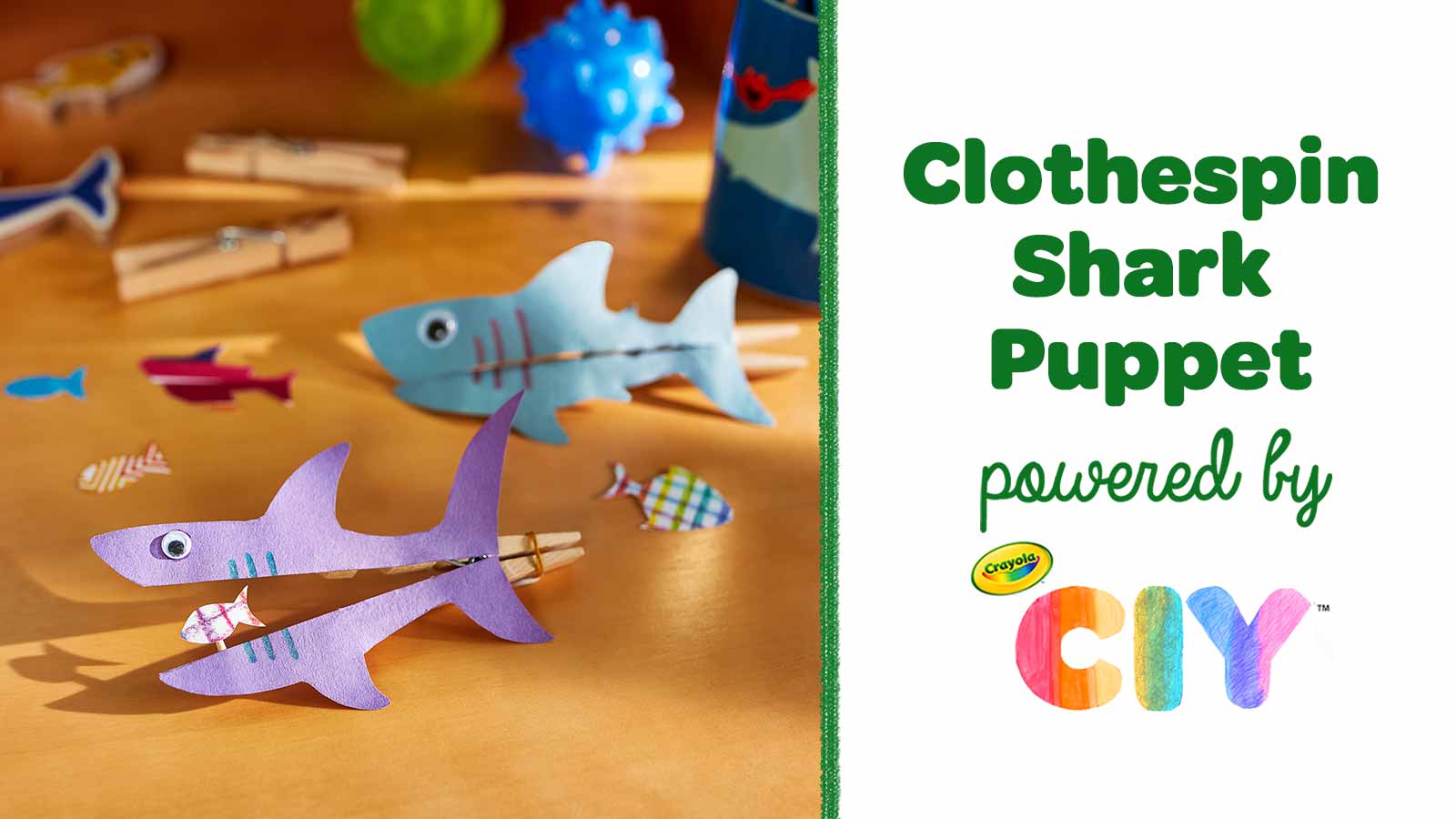 DIY Clothespin Shark Puppet | Craft  | Crayola CIY, DIY Crafts  for Kids and Adults 