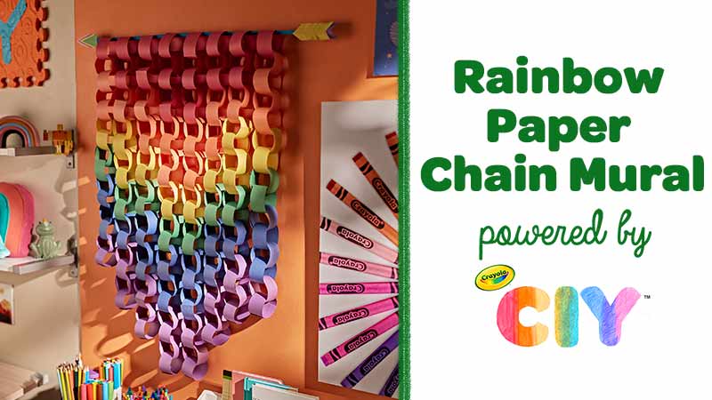 Step Rainbow Paper Chain Wall Art Kit Wall Mural Paper Art Kit 2 Sizes Red  Orange Yellow Green Blue Purple White Black DIY Decor 