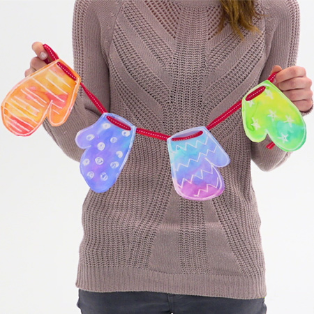 Watercolor Resist Mitten Garland