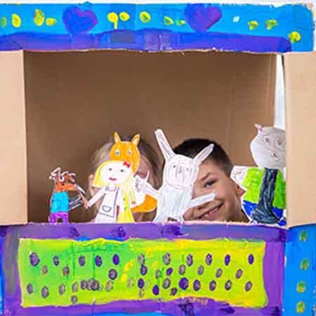 Homemade puppet theater. 