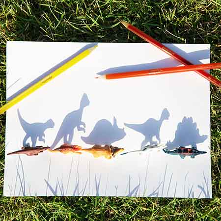 Toy dinosaur shadow art