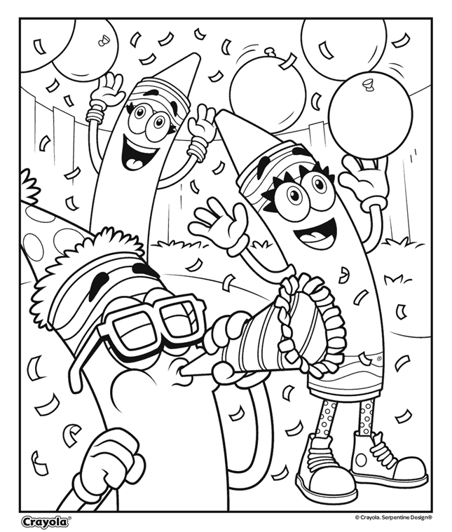 Crayola 64 Count Crayon Birthday Confetti Coloring Page