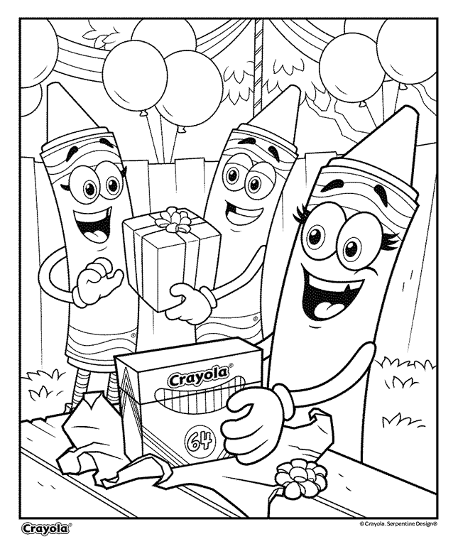 64 Count Crayon Birthday Present Coloring Page crayola