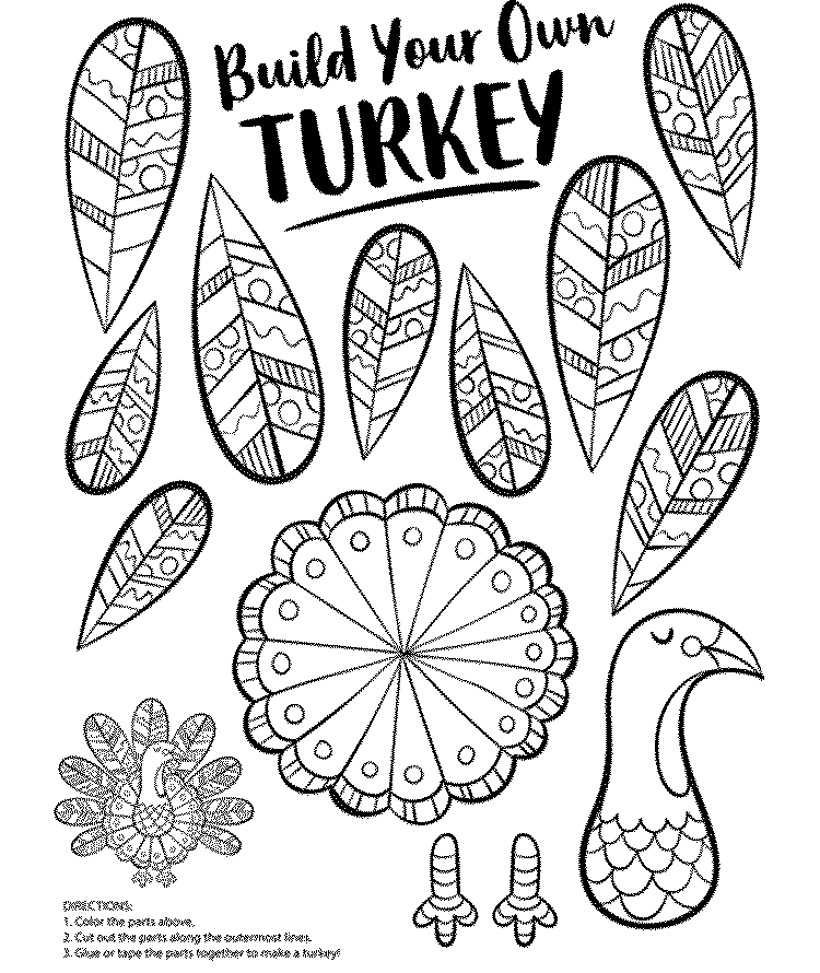 Build Your Own Turkey Coloring Page