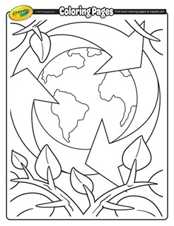 Earth with recycling symbol and tree branches