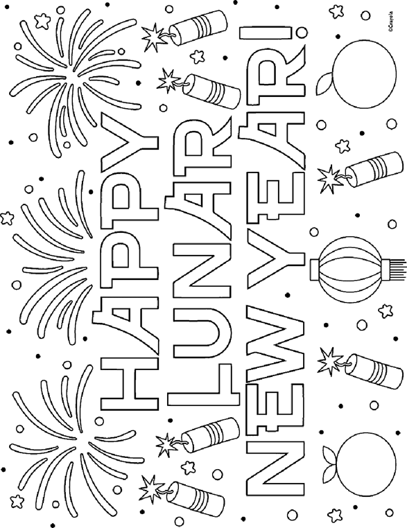 Happy Lunar New Year Coloring Page crayola