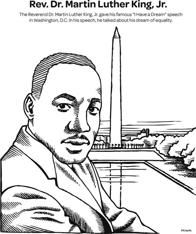 Reverend Dr Martin Luther King Jr Coloring Page | crayola.com
