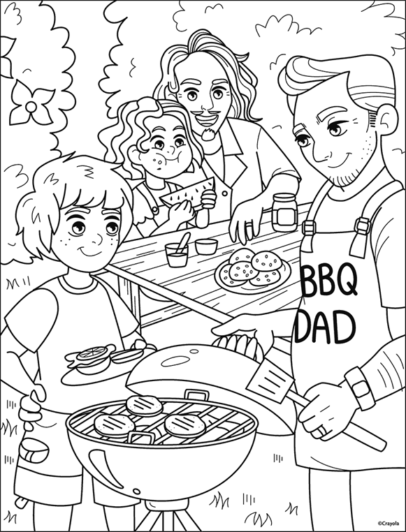 Summer BBQ with Two Dads Coloring Page