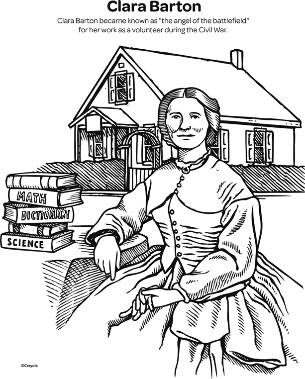 Clara Barton Womens History Month Coloring Page