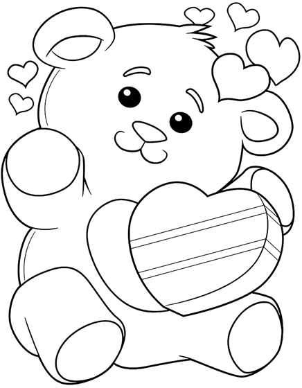 Valentine's Teddy Bear Coloring Page for Kids | crayola.com