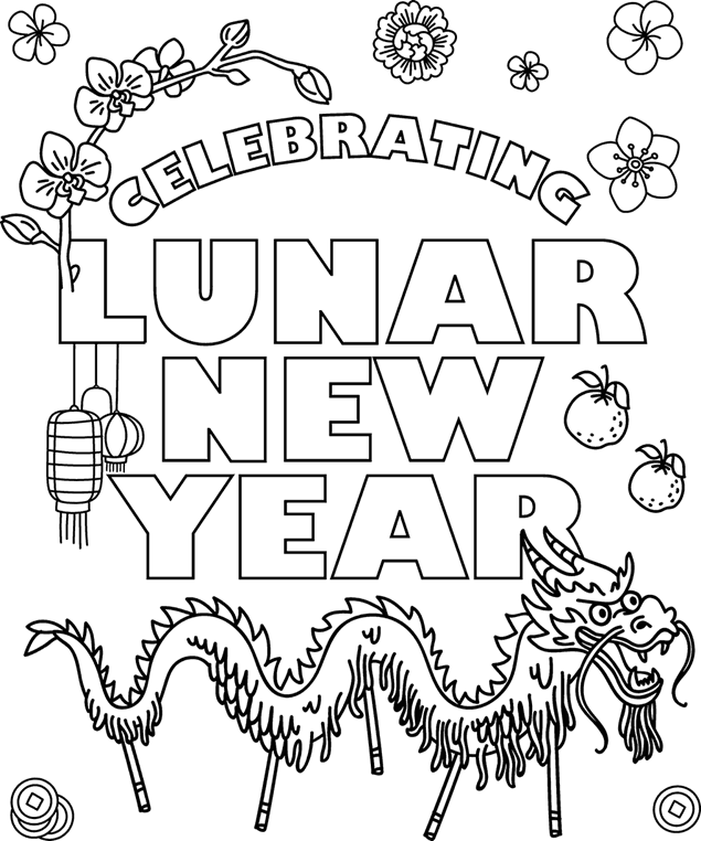 Celebrating Lunar New Year Coloring Page