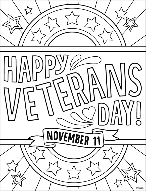Veterans Day Printable Coloring Page for Kids