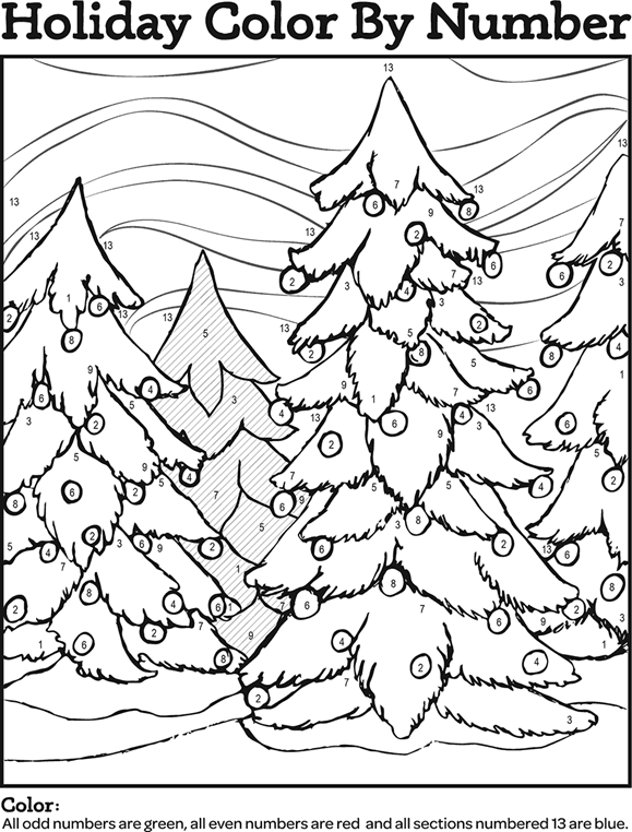 Color By Number Winter Coloring Page