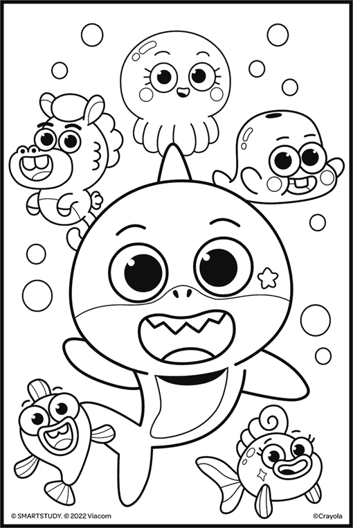 Baby Shark Free Coloring Page for Kids