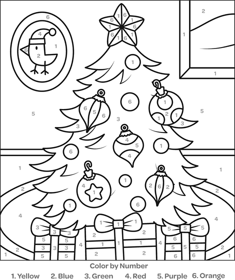 Color By Number Christmas Tree Coloring Page | crayola.com