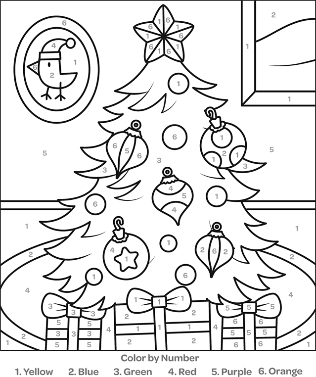 Color By Number Christmas Tree Coloring Page crayola com