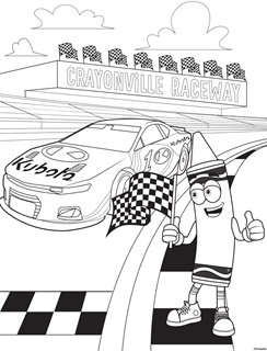 Racecar at Crayonville Raceway coloring page