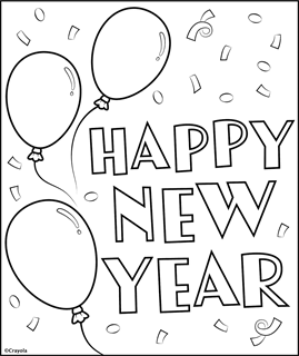 Happy New Year 2024 Coloring Page for Kids