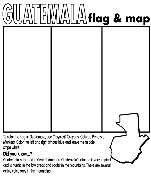 Coloring Printable Guatemala Flag Guatemala Coloring Page crayolacom