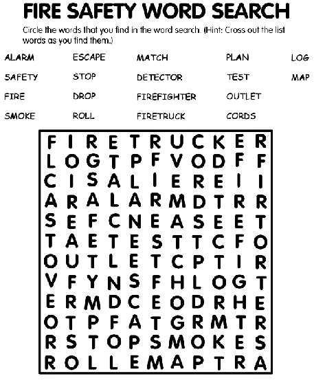 fire safety word search coloring page crayola com