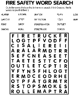 Fire Safety Word Search coloring page