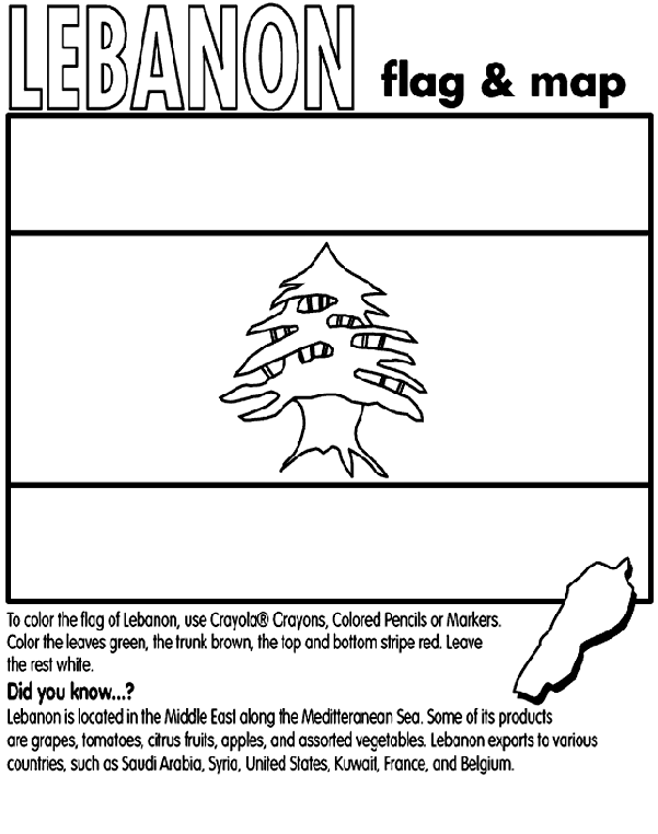Lebanon Flag Coloring Page Lebanon Coloring Page crayolacom