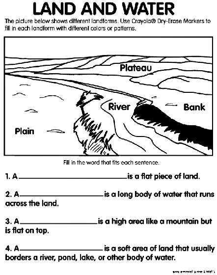 Land And Water Coloring Page Crayola Com