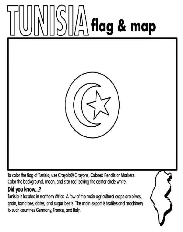 Tunisia Flag Coloring Page Tunisia Coloring Page crayolacom