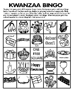 Kwanzaa Bingo Board No.1 coloring page