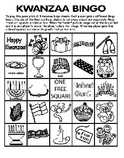 Kwanzaa Bingo Board No.3 coloring page