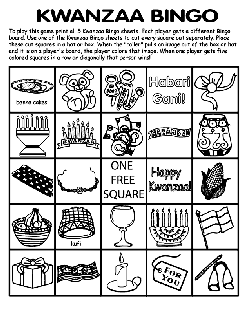 Kwanzaa Bingo Board No.4 coloring page