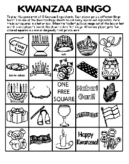 Kwanzaa Bingo Board No.5 coloring page