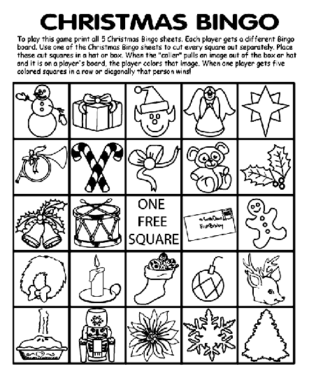 Christmas Bingo Board No.2 coloring page