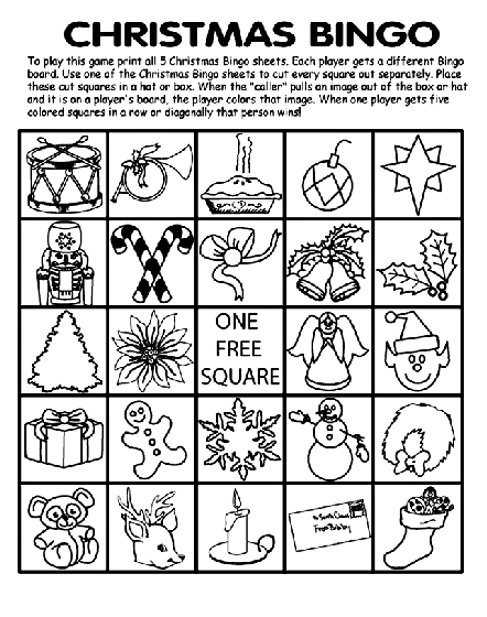Christmas Bingo Game  Cut and Paste Activities Bingo Template