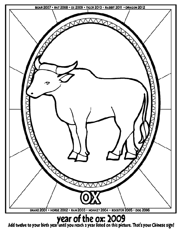 Chinese Coloring Pictures Chinese New Year Year of the Ox Coloring Page crayolacom