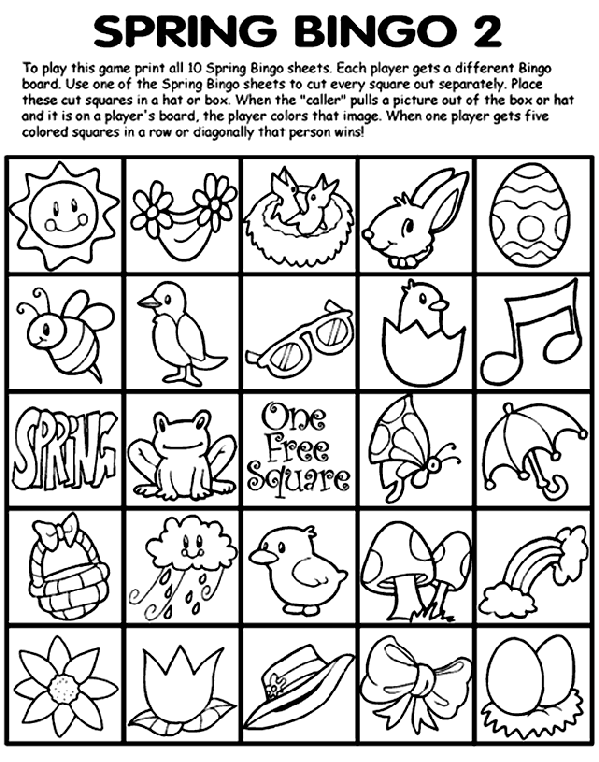 Spring Bingo 2 Coloring Page
