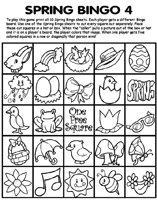 Spring Bingo 4 Coloring Page