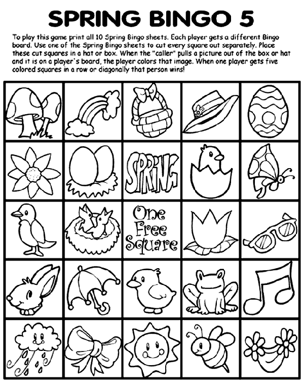 Spring Bingo 5 Coloring Page