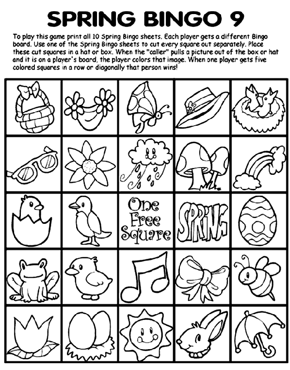 Spring Bingo 9 Coloring Page Crayola Com Ring in spring with a crayola craft for kids! spring bingo 9 coloring page crayola com