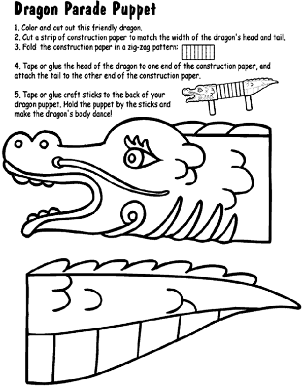 Dragon Parade Puppet Coloring Page | crayola.com