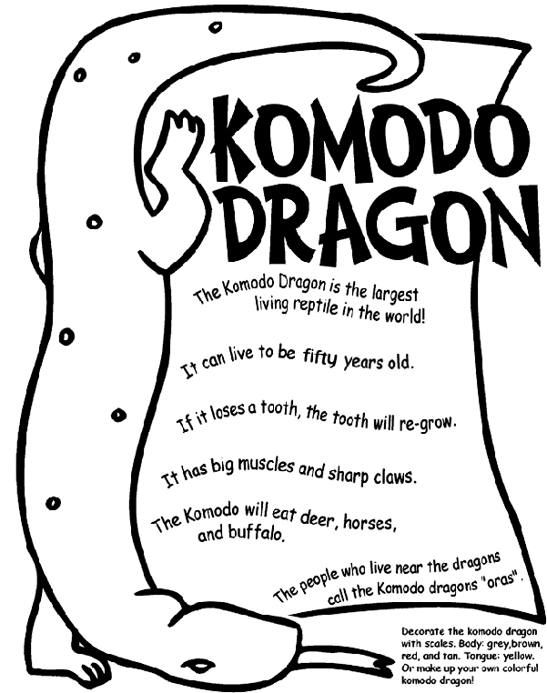 komodo dragon coloring page crayola com