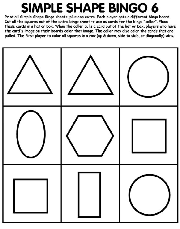 Simple Shape Bingo 6 Coloring Page | crayola.com