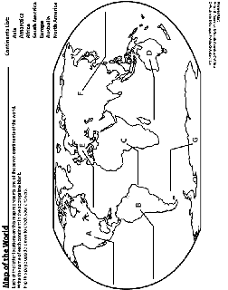 Label the Continents coloring page