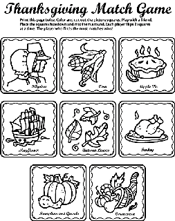 Thanksgiving Matching Game coloring page