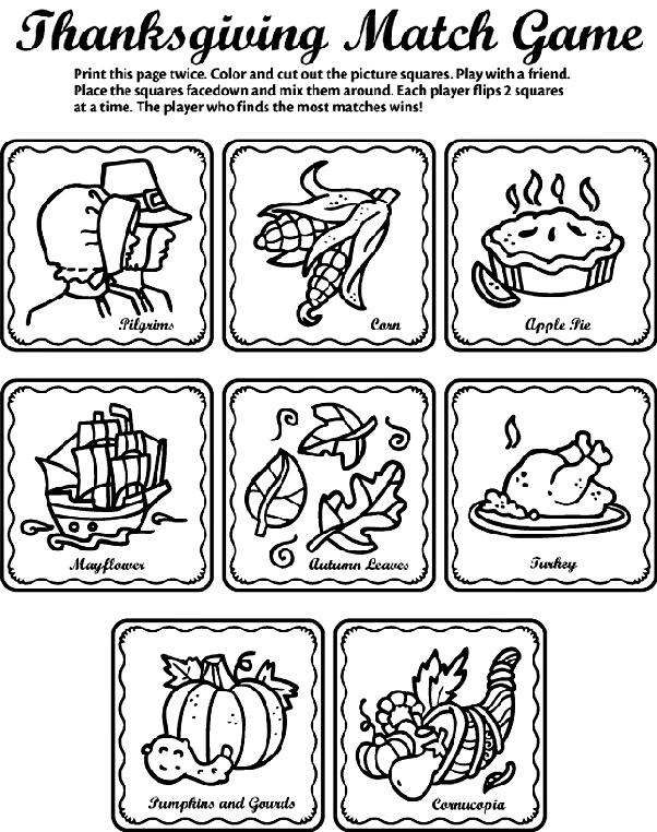 Thanksgiving Matching Game Coloring Page | crayola.com