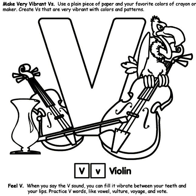 Alphabet V Coloring Page Crayola Com