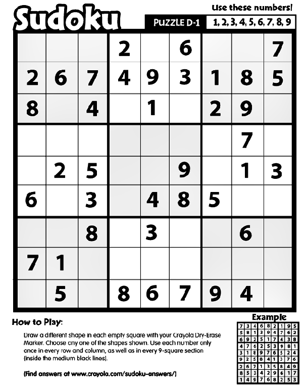 Sudoku D-1 Coloring Page | crayola.com