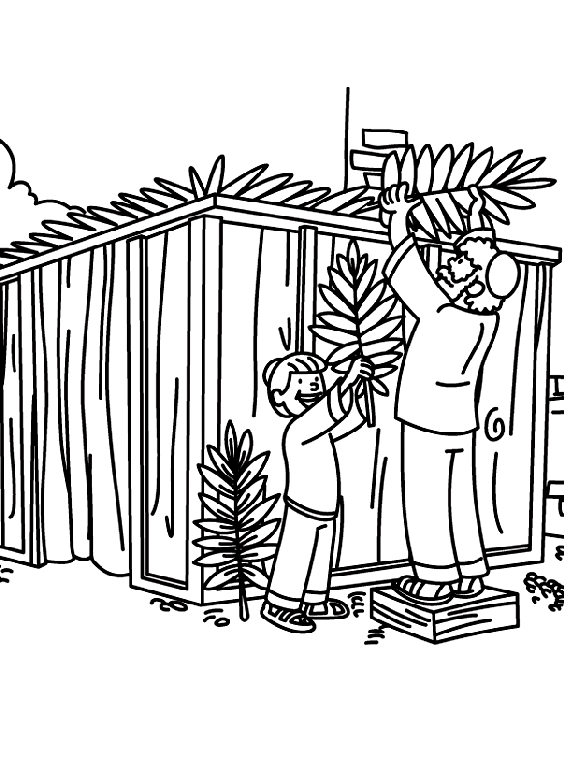 Building a Sukkah Coloring Page | crayola.com